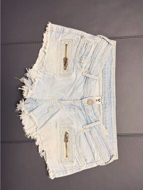 True Religion Light Blue Distressed Denim Cutoff Shorts Y2K Low Rise